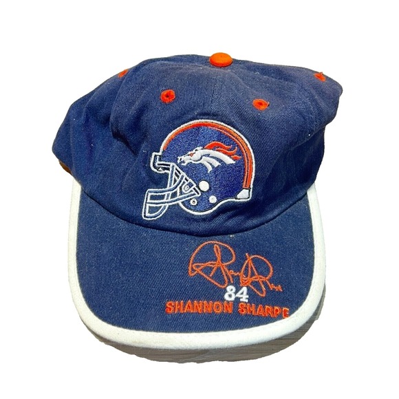 Vintage Denver Broncos Hat Mens Strapback Shannon Sharpe‎ Cap NFL Football 90s - Picture 1 of 3